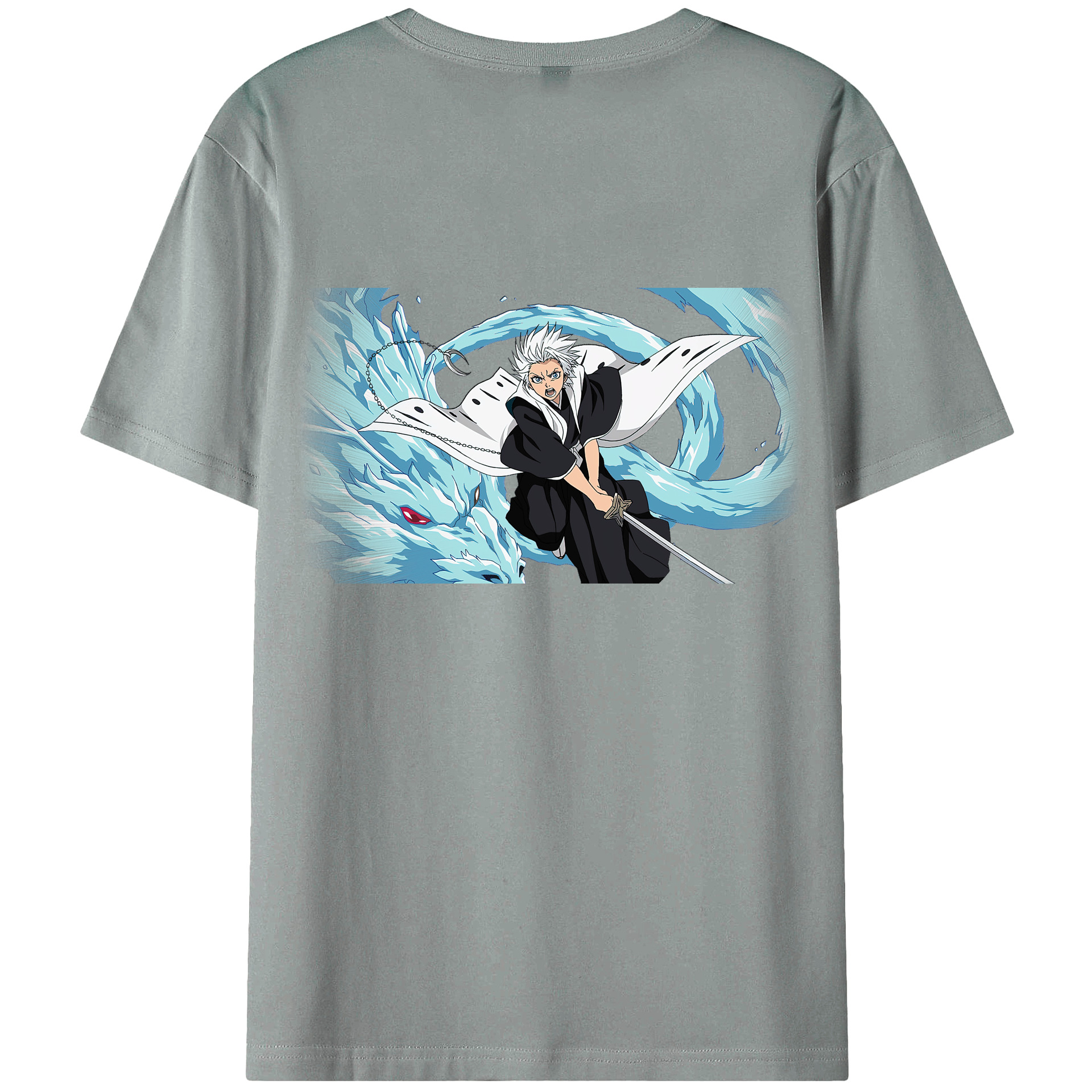 （画像用） ブリーチ 日番谷冬獅郎（ひつがや とうしろう） BLEACH Hitsugaya Toushirou 綿100％ メンズ半袖Tシャツ（バックプリント） 通気性